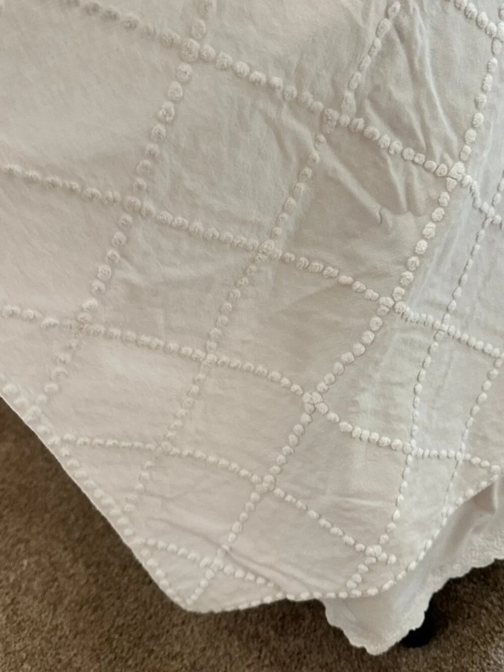 Vintage White Chenille Bedspread 82